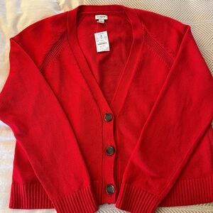 J. Crew Vibrant Red Button-Up Cardigan